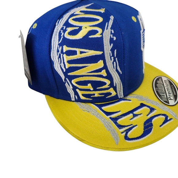Men's Los Angeles Snapback Hat – Blue & Yellow Premium Cap with Football Graphic - Picture 4 of 11